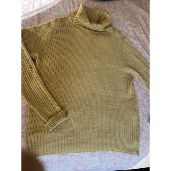 Vintage Scottish Cashmere camel beige turtleneck ribbed knit luxury pullover - Picture 6 of 11